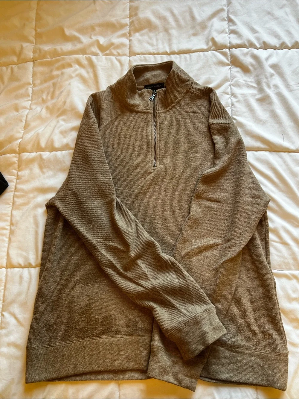 Banana Republic Men's Quarter-Zip Sweater - Brown/Tan